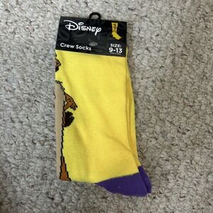 Disney The Lion King Timon‎ Size 9-13 Yellow Graphic Novelty Crew Socks 1 Pair